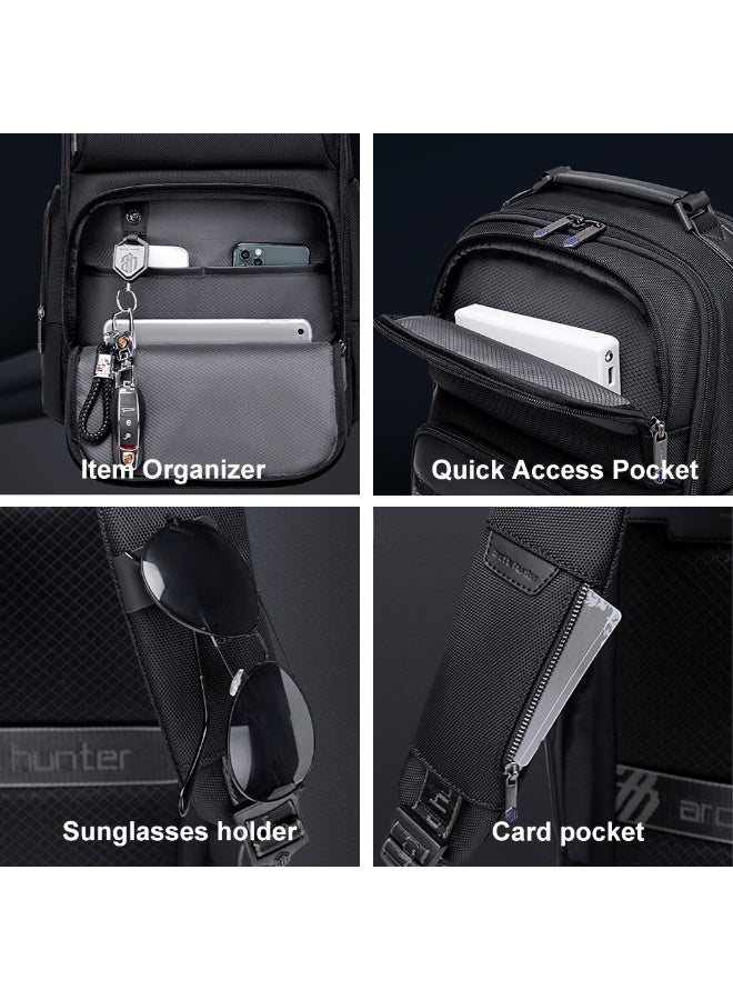 أركتيك هانتر حقيبة ظهر Arctic Hunter Business للرجال بسعة 20 لترًا، حقيبة ظهر متينة للكمبيوتر المحمول مصنوعة من البوليستر 1680D، مقاس 15.6 بوصة، حقيبة كمبيوتر محمول مبطنة مقاومة للماء والخدش، جيوب متعددة - Image 5